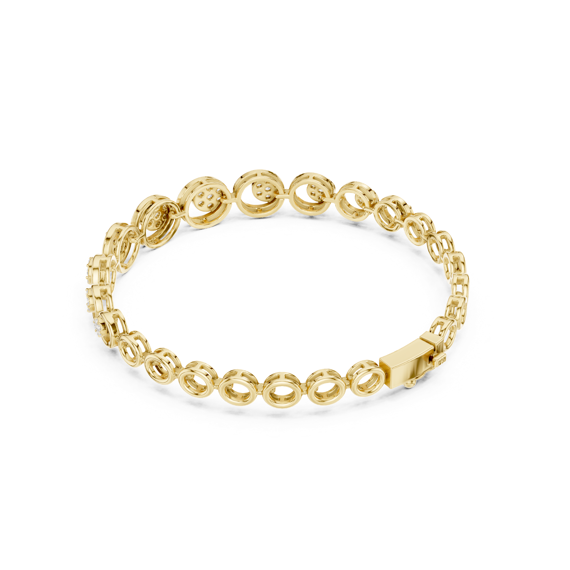 Diamond Cluster Circle Link Bracelet | Elegant Gold Diamond Bracelet | Fine Luxury Jewelry | THE DIAMOWN view 4