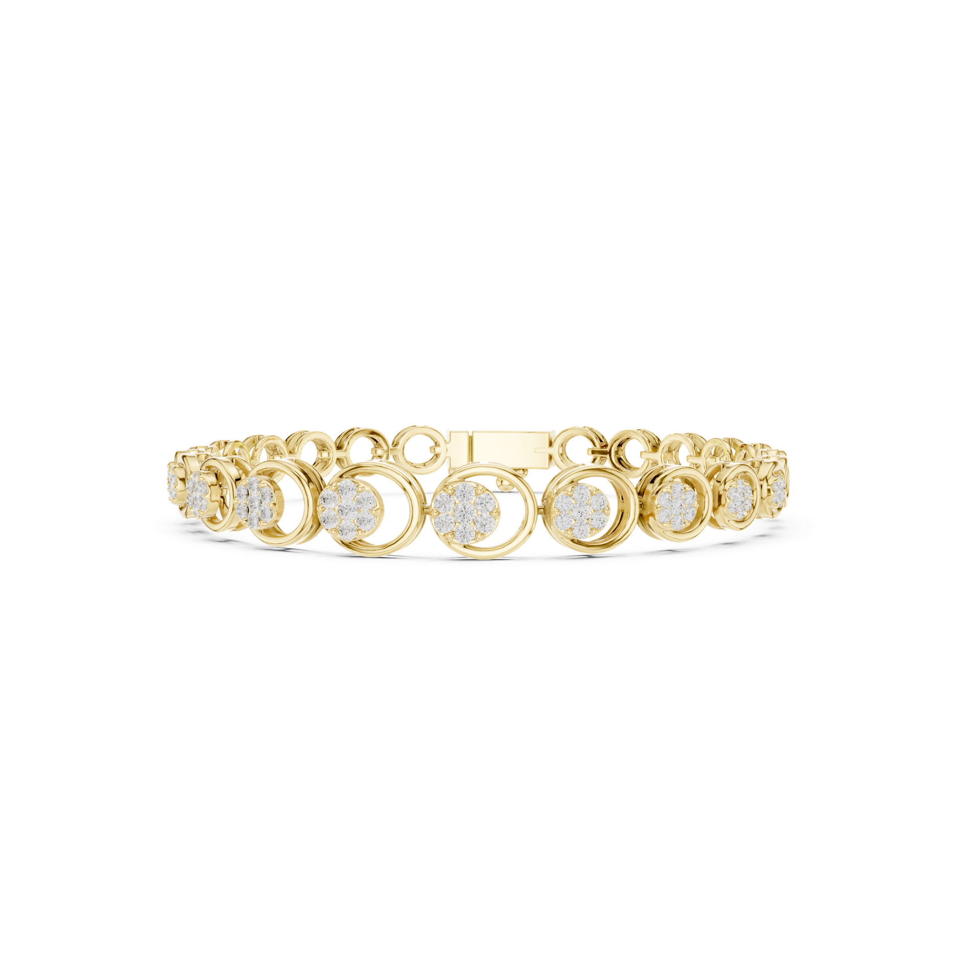 Diamond Cluster Circle Link Bracelet | Elegant Gold Diamond Bracelet | Fine Luxury Jewelry | THE DIAMOWN view 3