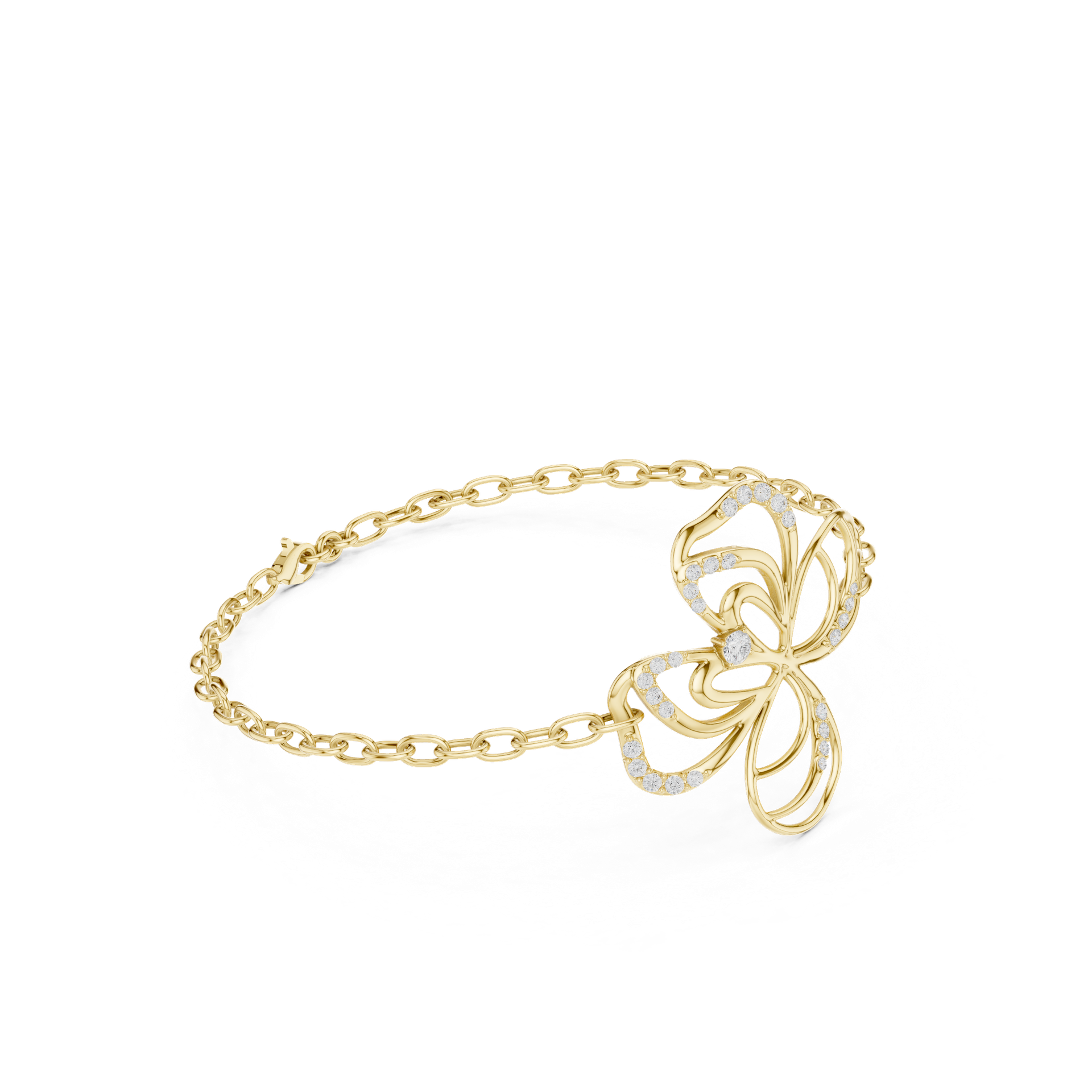 Diamond Butterfly Motif Bracelet | Delicate Nature‑Inspired Gold Bracelet | Fine Luxury Jewelry | THE DIAMOWN