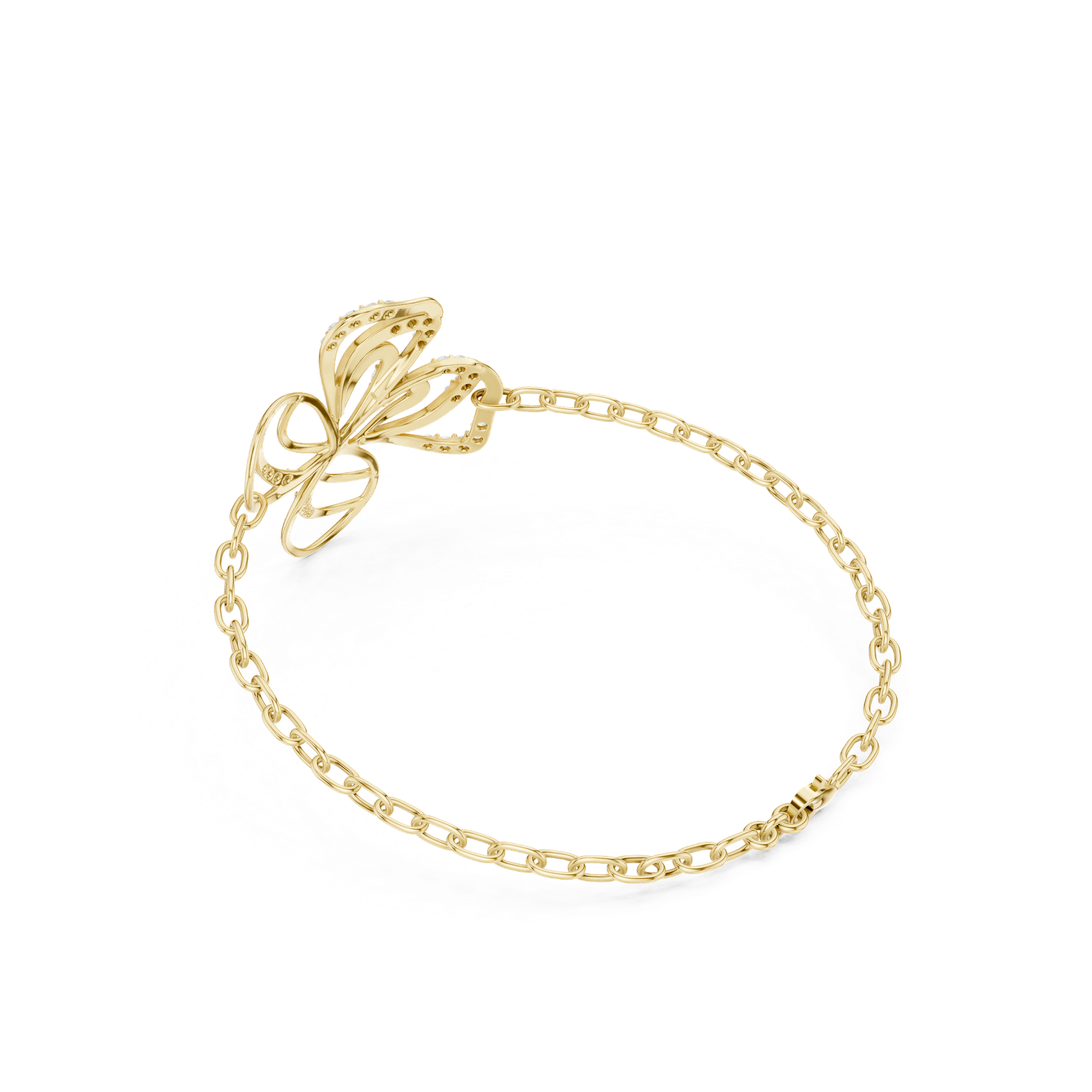 Diamond Butterfly Motif Bracelet | Delicate Nature‑Inspired Gold Bracelet | Fine Luxury Jewelry | THE DIAMOWN view 2