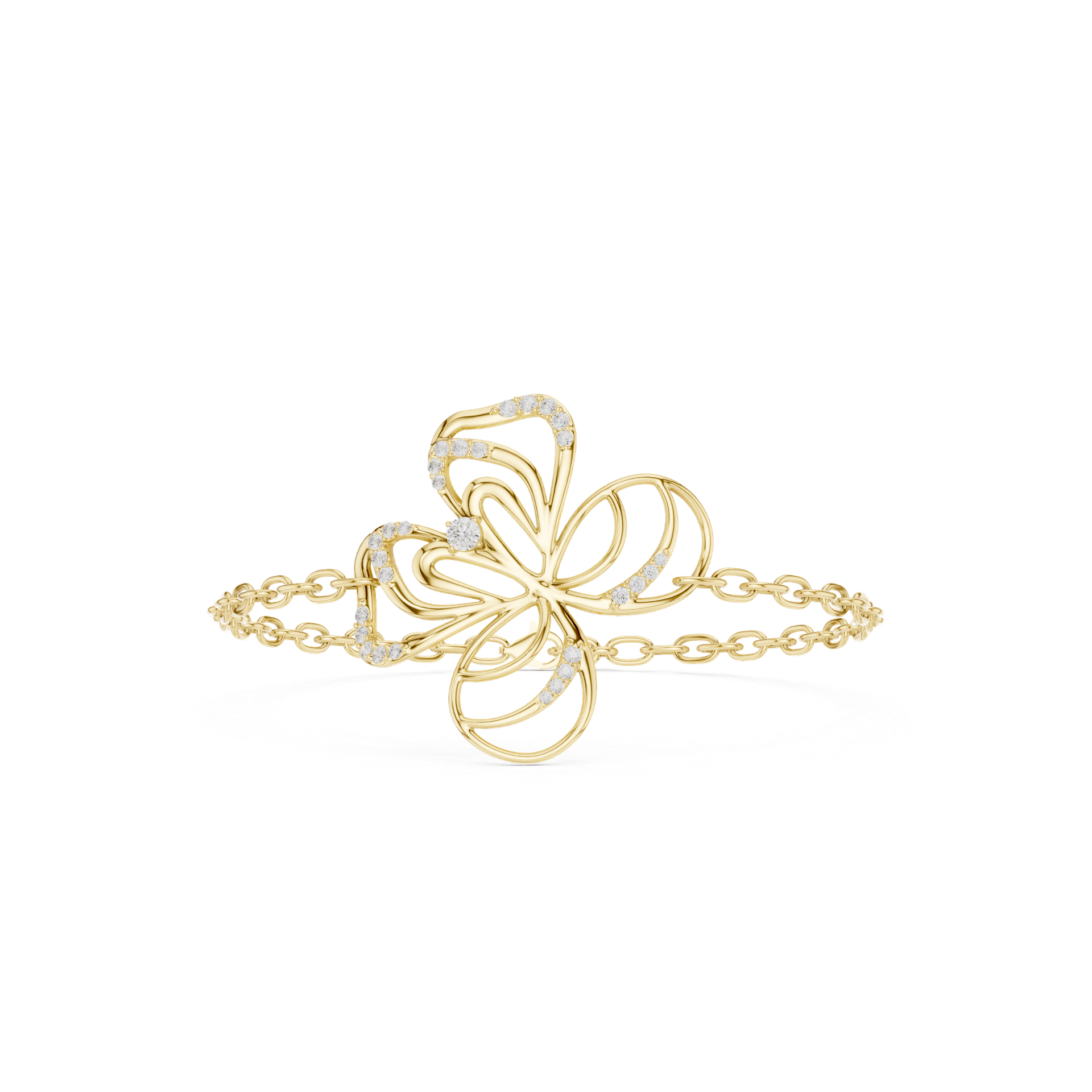 Diamond Butterfly Motif Bracelet | Delicate Nature‑Inspired Gold Bracelet | Fine Luxury Jewelry | THE DIAMOWN view 4