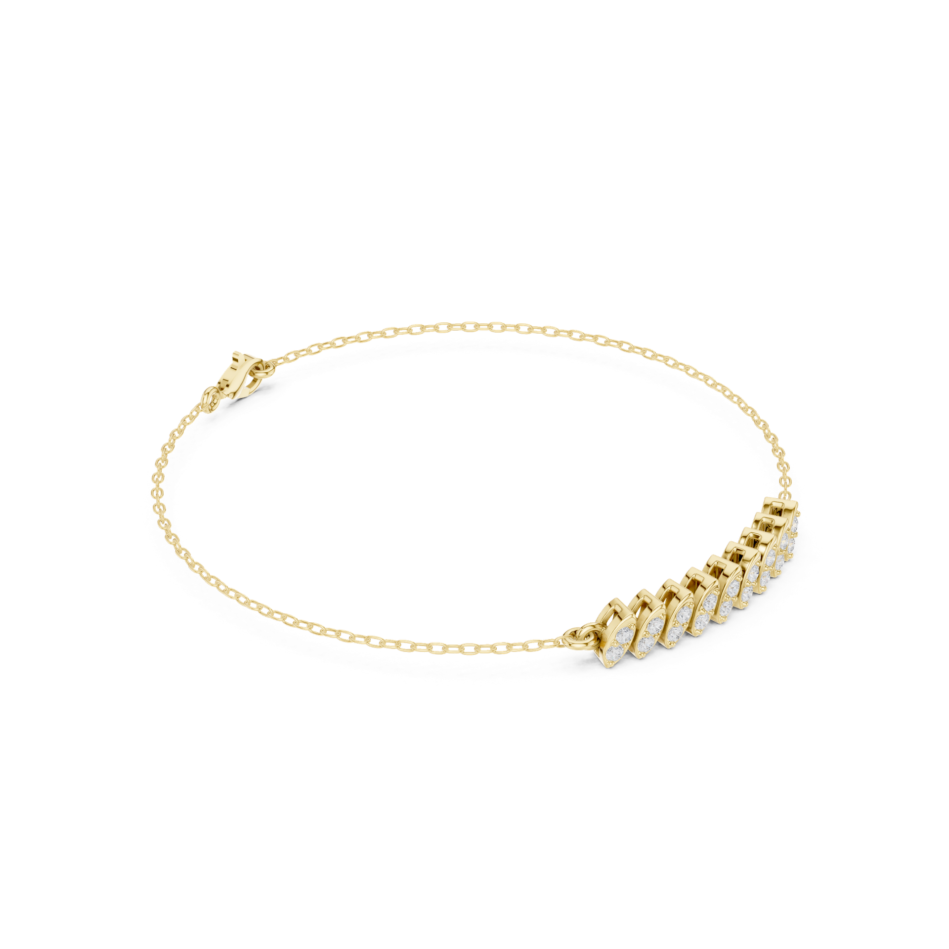 Round‑Cut Diamond Marquise Motif Bracelet | Elegant Gold Diamond Bracelet | Fine Luxury Jewelry | THE DIAMOWN