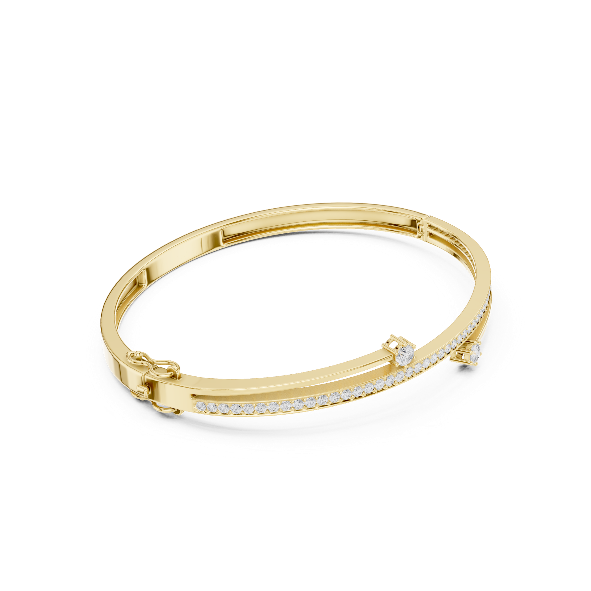 Round‑Cut Diamond Accent Line Bracelet | Sleek Modern Gold Diamond Bangle | Fine Luxury Jewelry | THE DIAMOWN