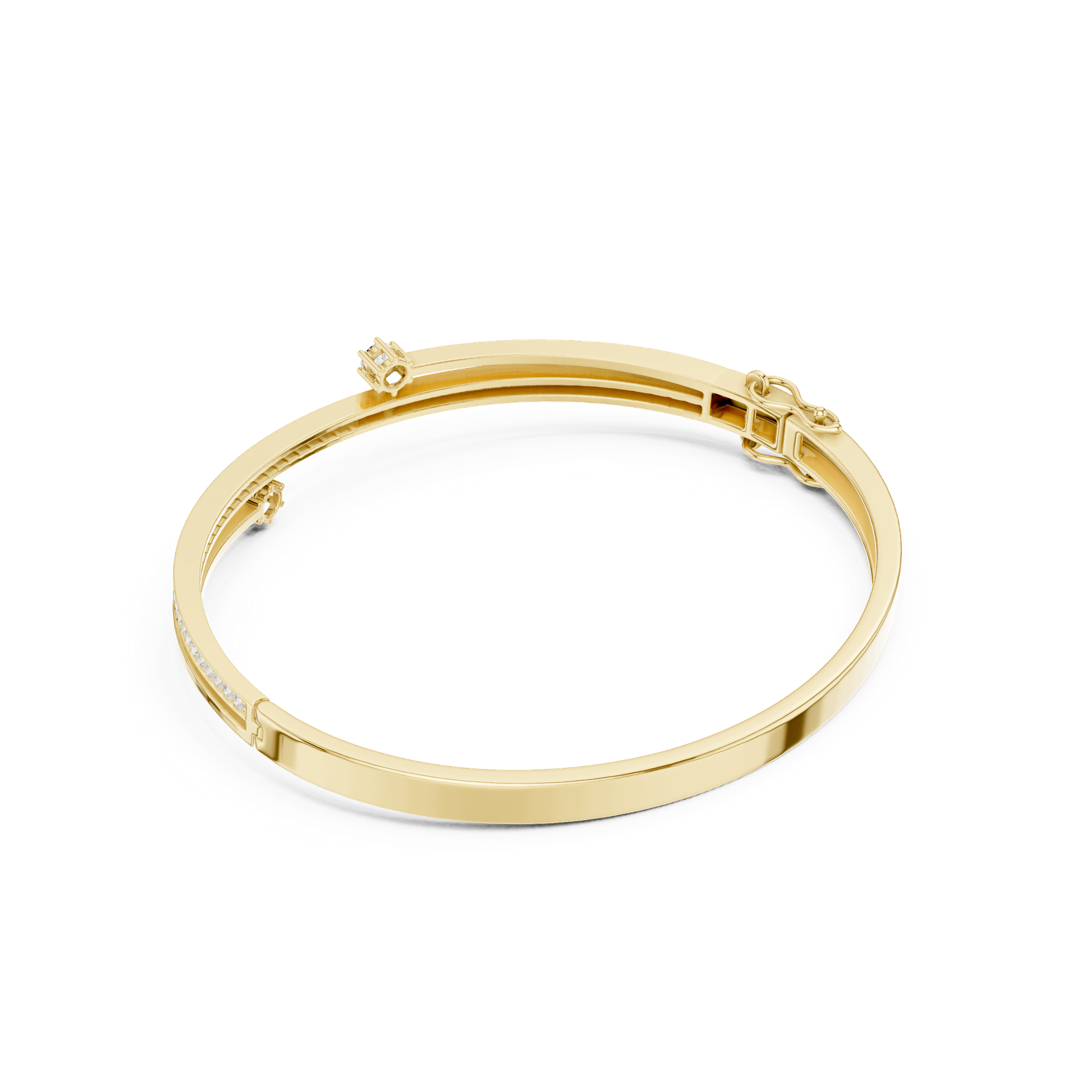 Round‑Cut Diamond Accent Line Bracelet | Sleek Modern Gold Diamond Bangle | Fine Luxury Jewelry | THE DIAMOWN view 3