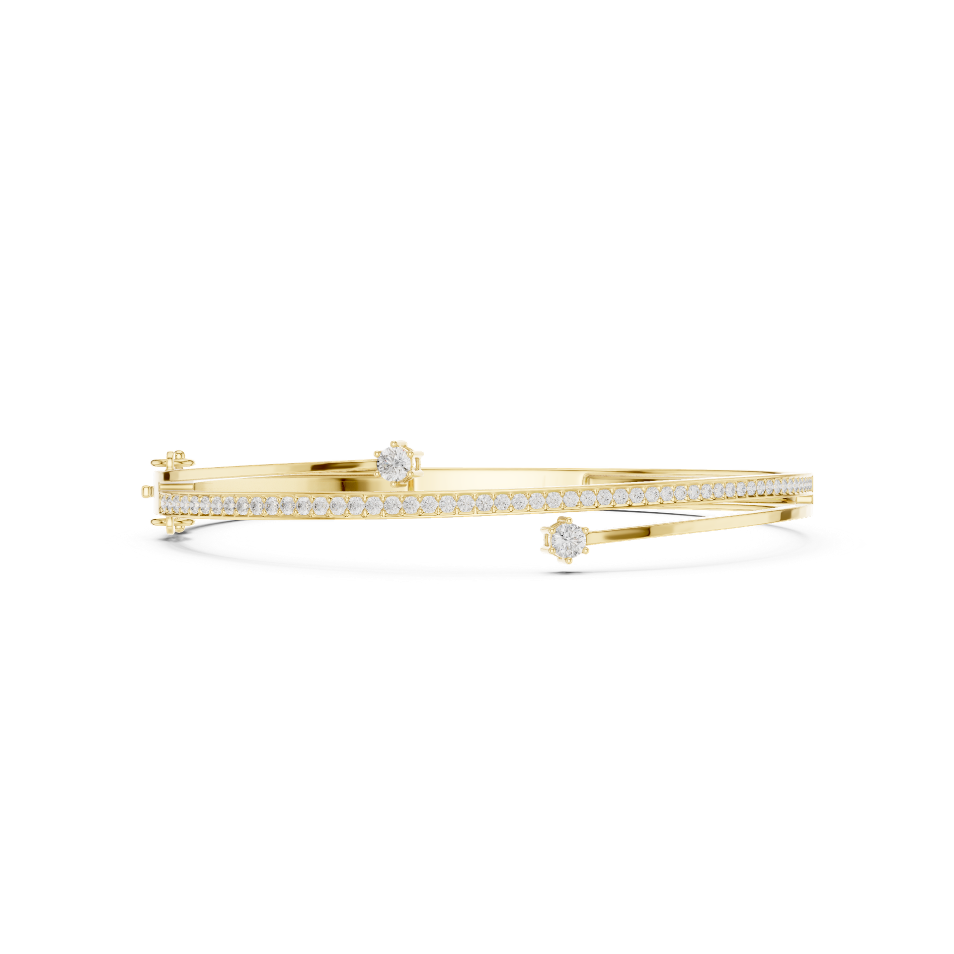 Round‑Cut Diamond Accent Line Bracelet | Sleek Modern Gold Diamond Bangle | Fine Luxury Jewelry | THE DIAMOWN view 4