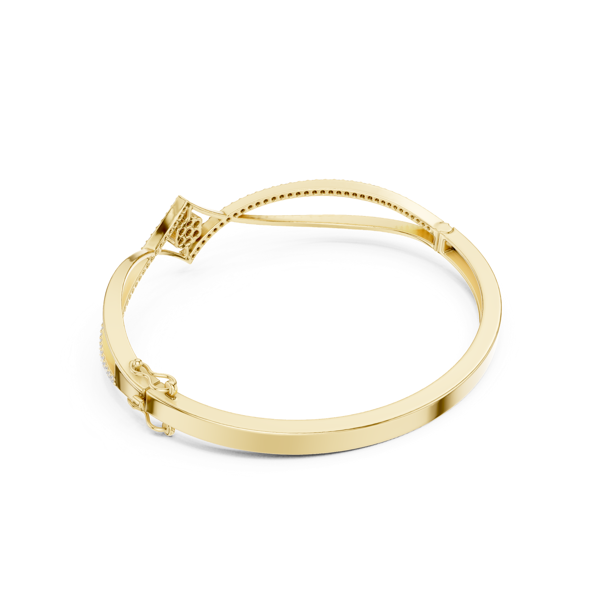 Geometric Floral Diamond Centerpiece Bracelet | Modern Gold Diamond Bangle | Fine Luxury Jewelry | THE DIAMOWN view 2