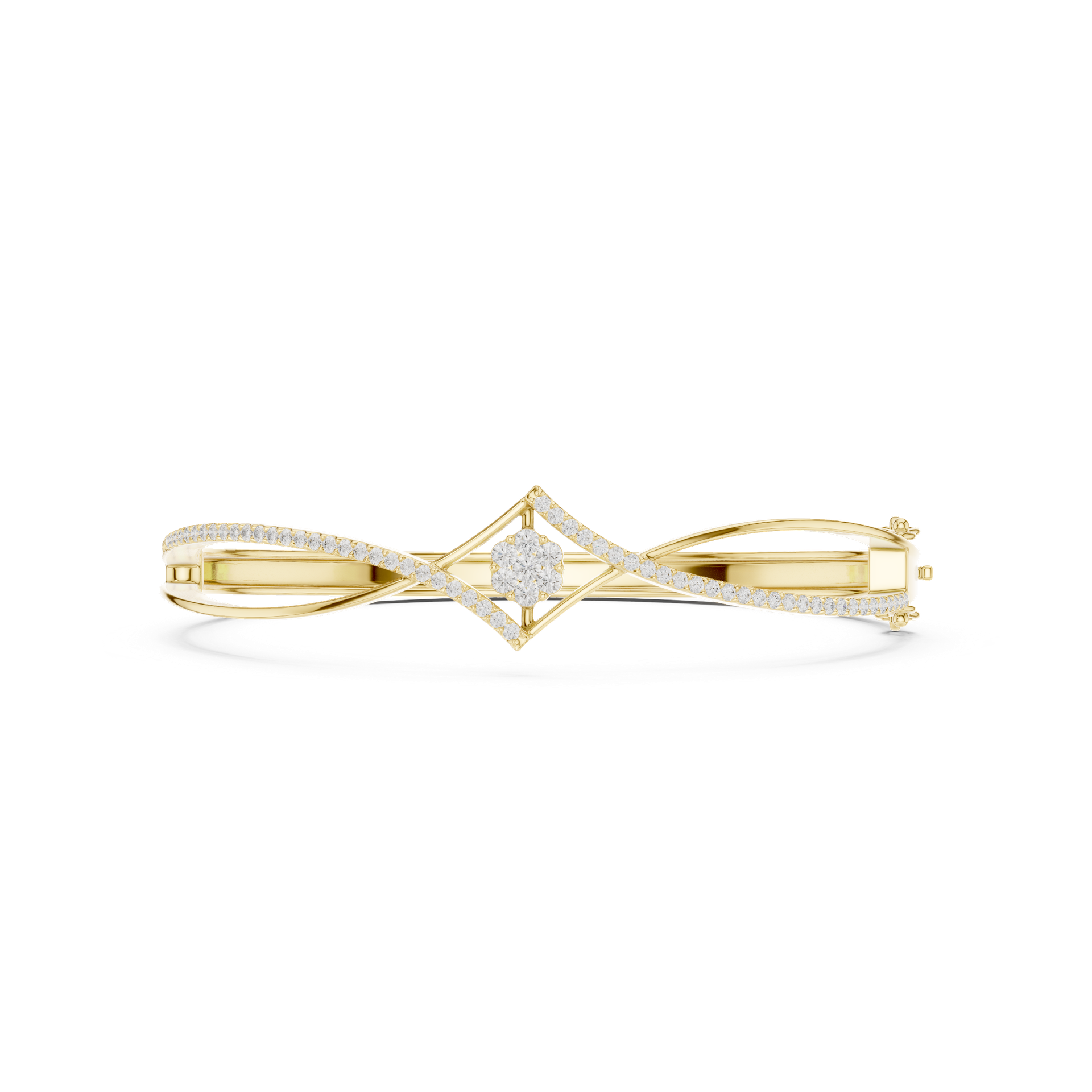 Geometric Floral Diamond Centerpiece Bracelet | Modern Gold Diamond Bangle | Fine Luxury Jewelry | THE DIAMOWN view 4