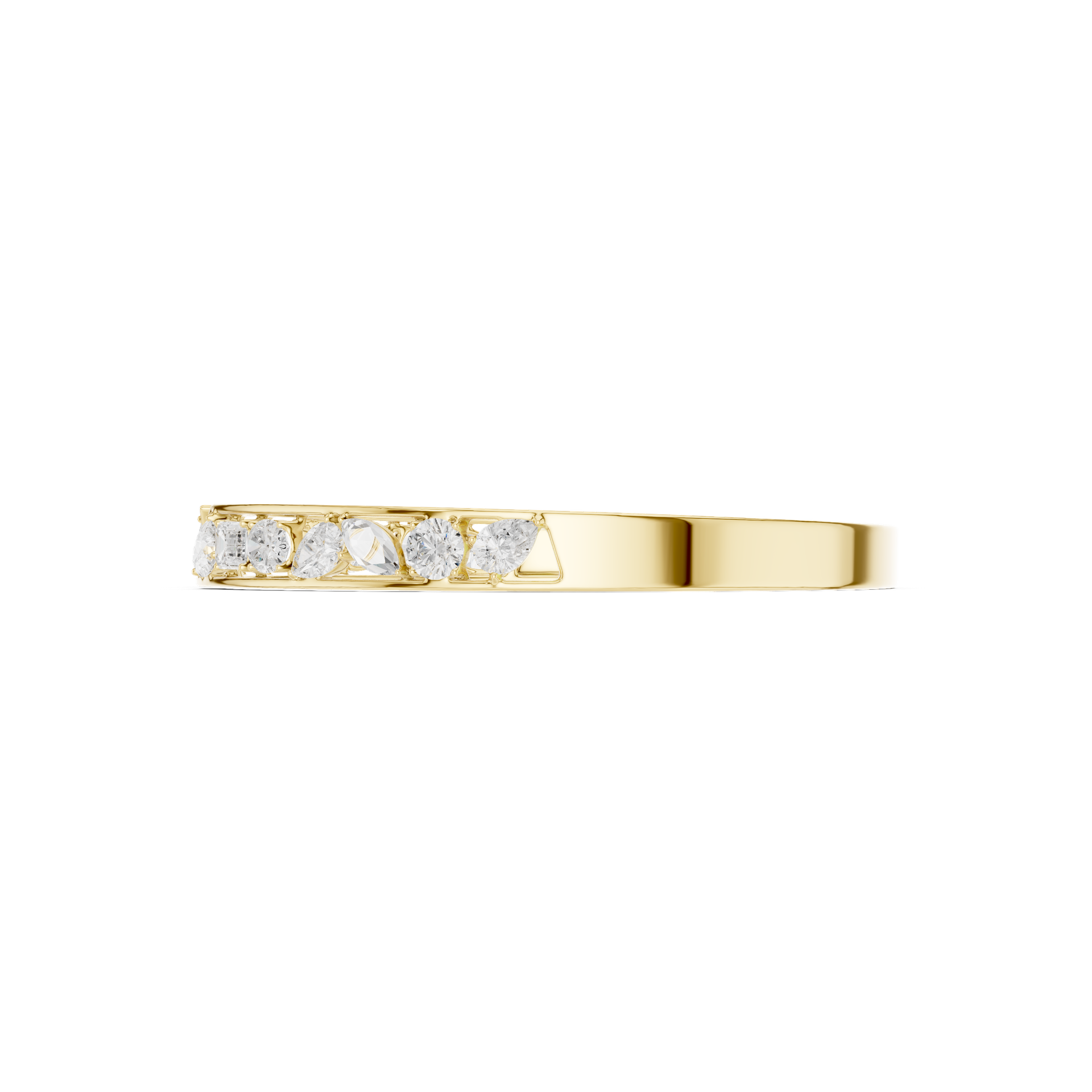 Round, Marquise, Emerald & Pear Diamond Open‑End Bracelet | Modern Gold Diamond Bangle | Fine Luxury Jewelry | THE DIAMOWN view 3