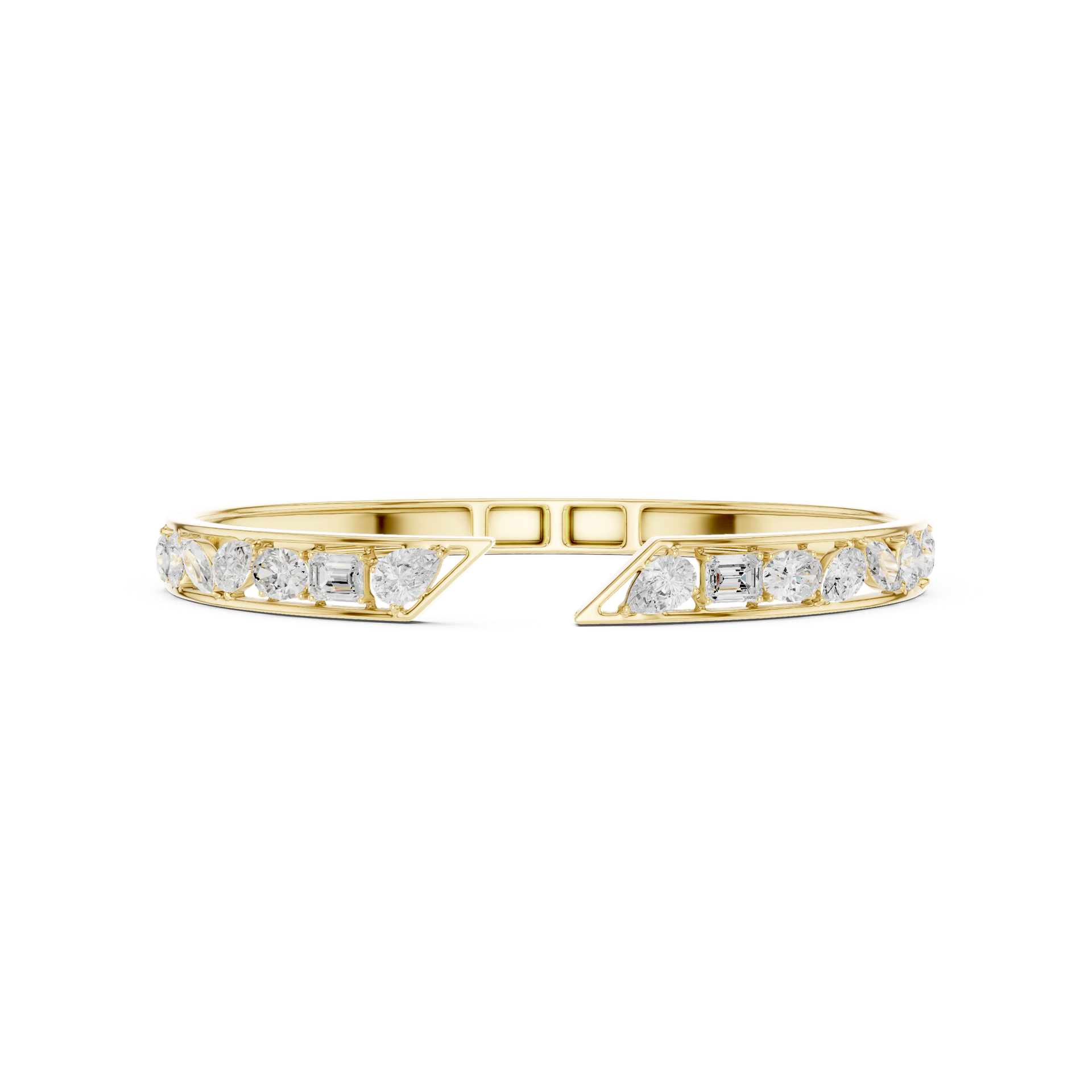 Round, Marquise, Emerald & Pear Diamond Open‑End Bracelet | Modern Gold Diamond Bangle | Fine Luxury Jewelry | THE DIAMOWN view 4