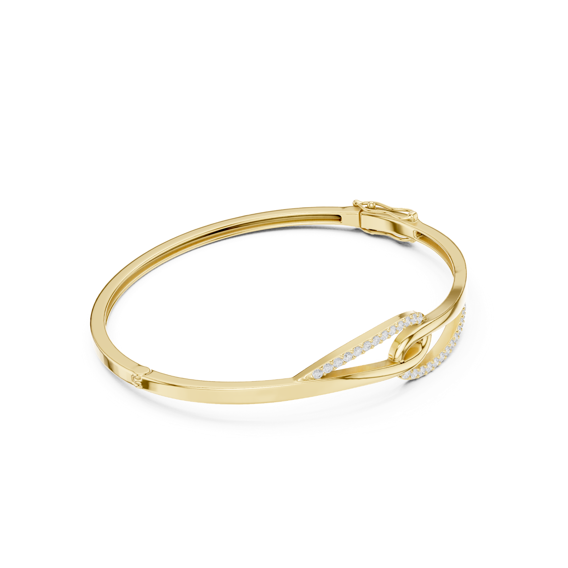 Round‑Cut Diamond Knot Bracelet | Elegant Gold Diamond Bangle | Fine Luxury Jewelry | THE DIAMOWN