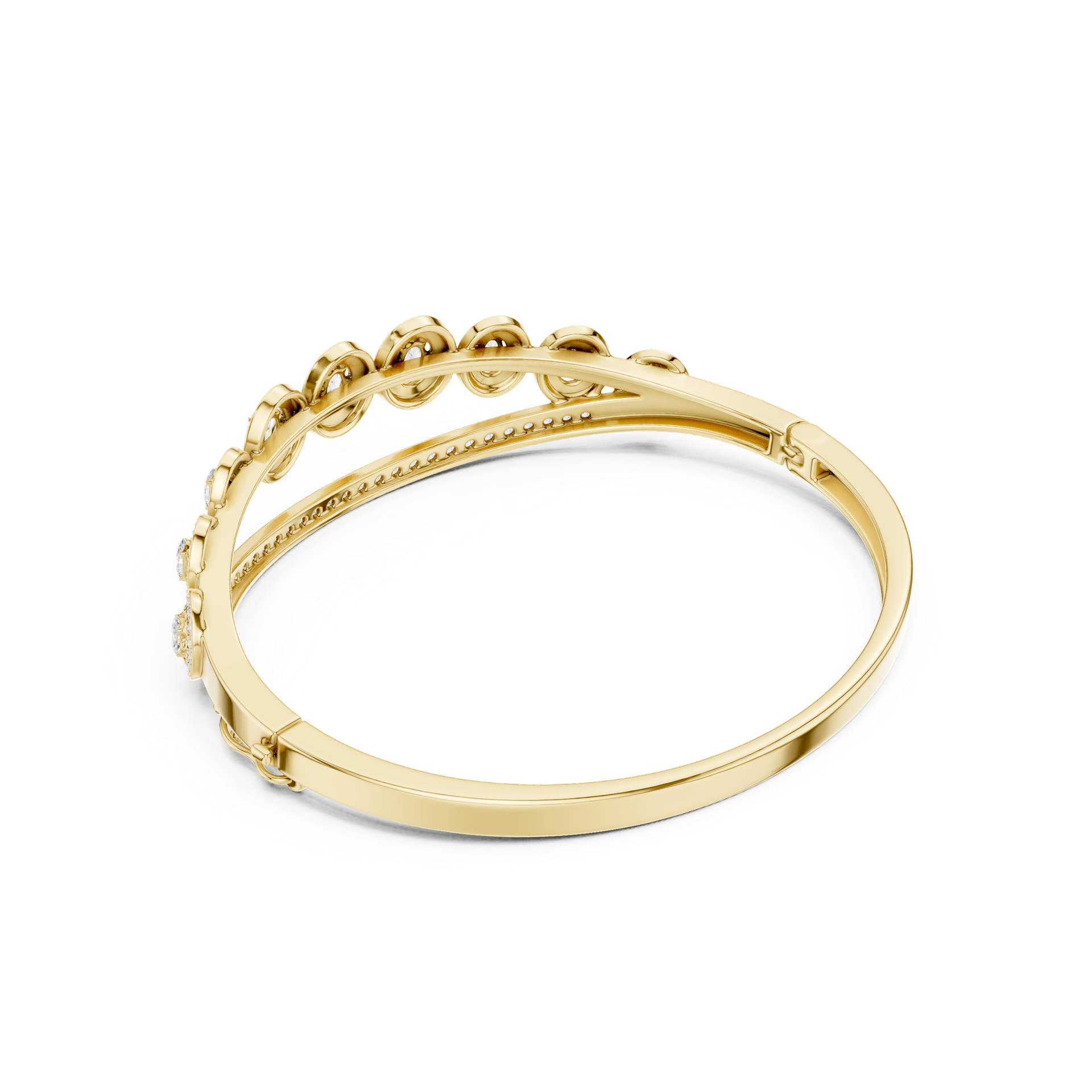 Round & Oval Diamond Halo Bracelet | Elegant Gold Diamond Bangle | Fine Luxury Jewelry | THE DIAMOWN view 3