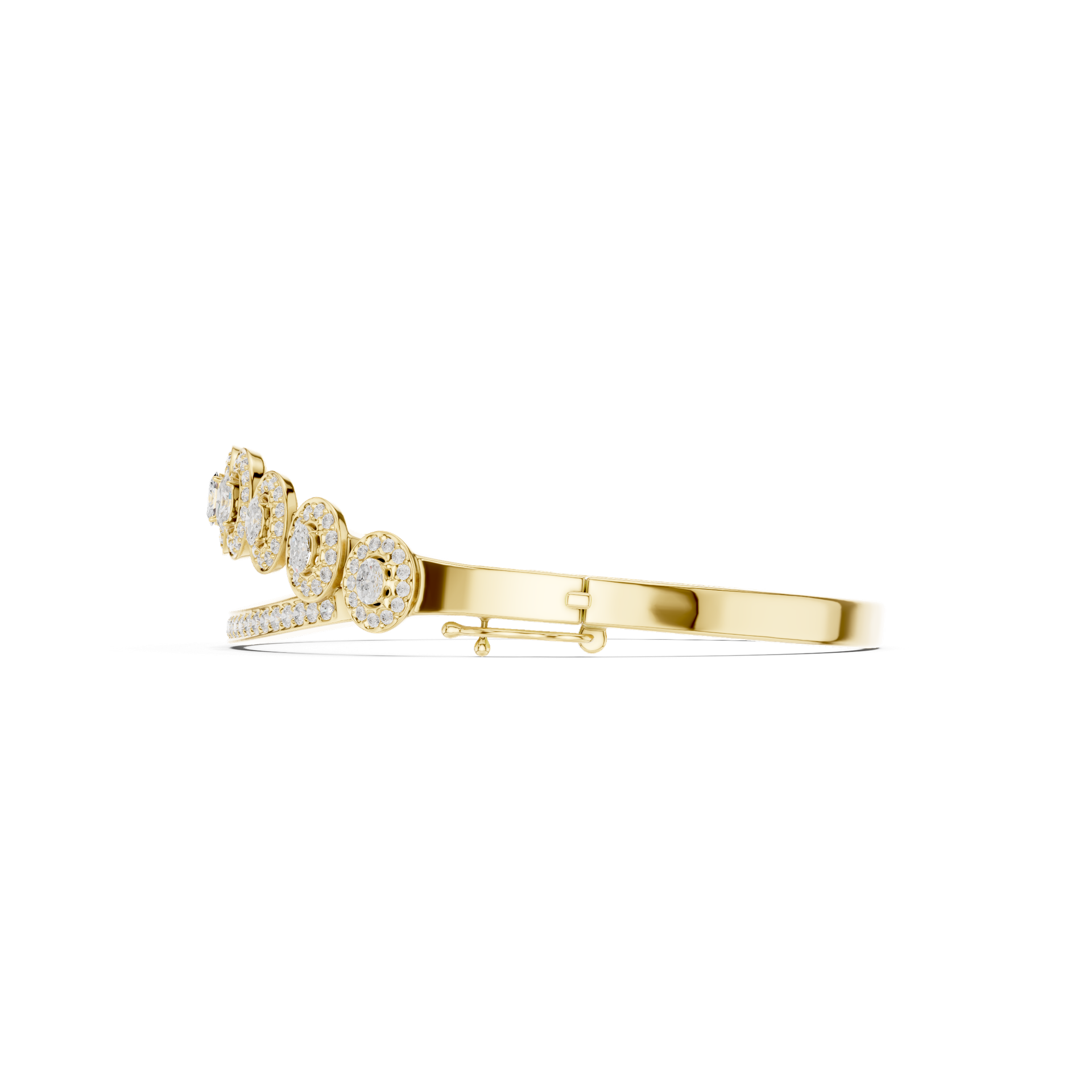 Round & Oval Diamond Halo Bracelet | Elegant Gold Diamond Bangle | Fine Luxury Jewelry | THE DIAMOWN view 4