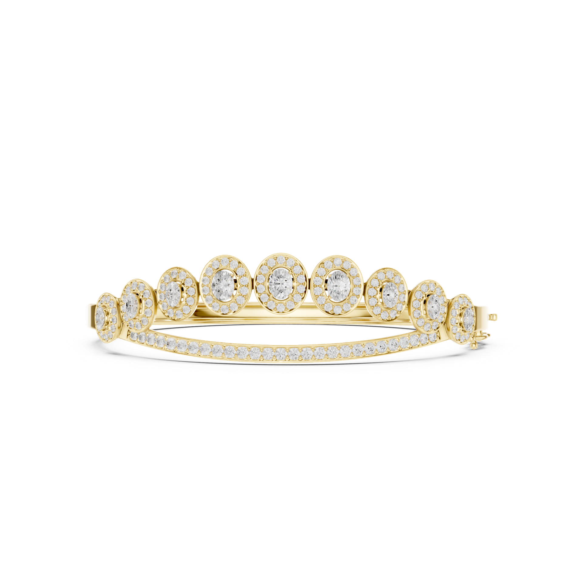 Round & Oval Diamond Halo Bracelet | Elegant Gold Diamond Bangle | Fine Luxury Jewelry | THE DIAMOWN view 2