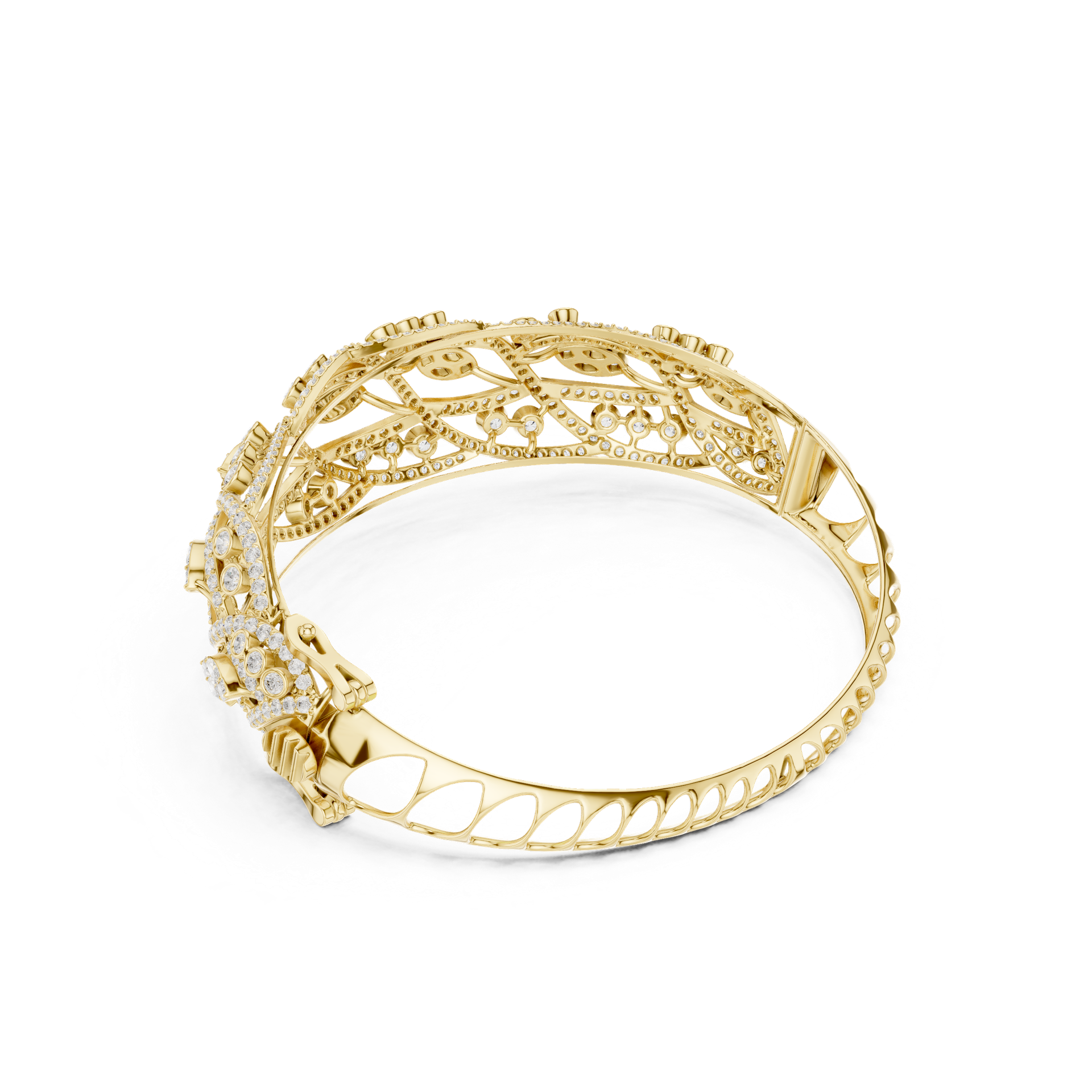 Diamond Marquise & Round Openwork Bracelet | Luxury Statement Diamond Bangle | Fine Jewelry | Gold, Platinum & Silver | THE DIAMOWN view 3