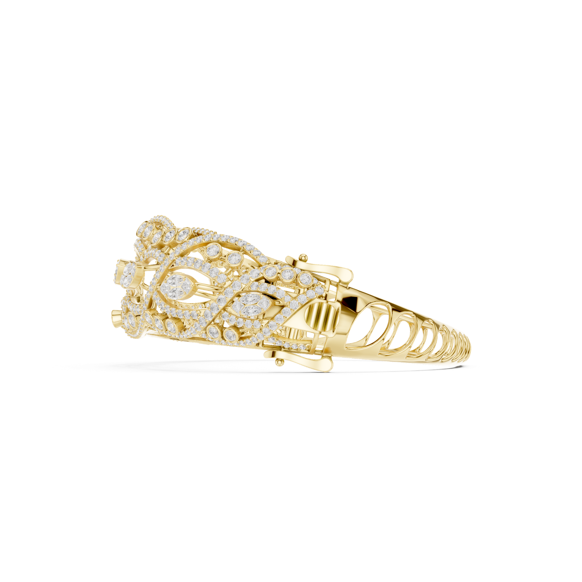 Diamond Marquise & Round Openwork Bracelet | Luxury Statement Diamond Bangle | Fine Jewelry | Gold, Platinum & Silver | THE DIAMOWN view 2