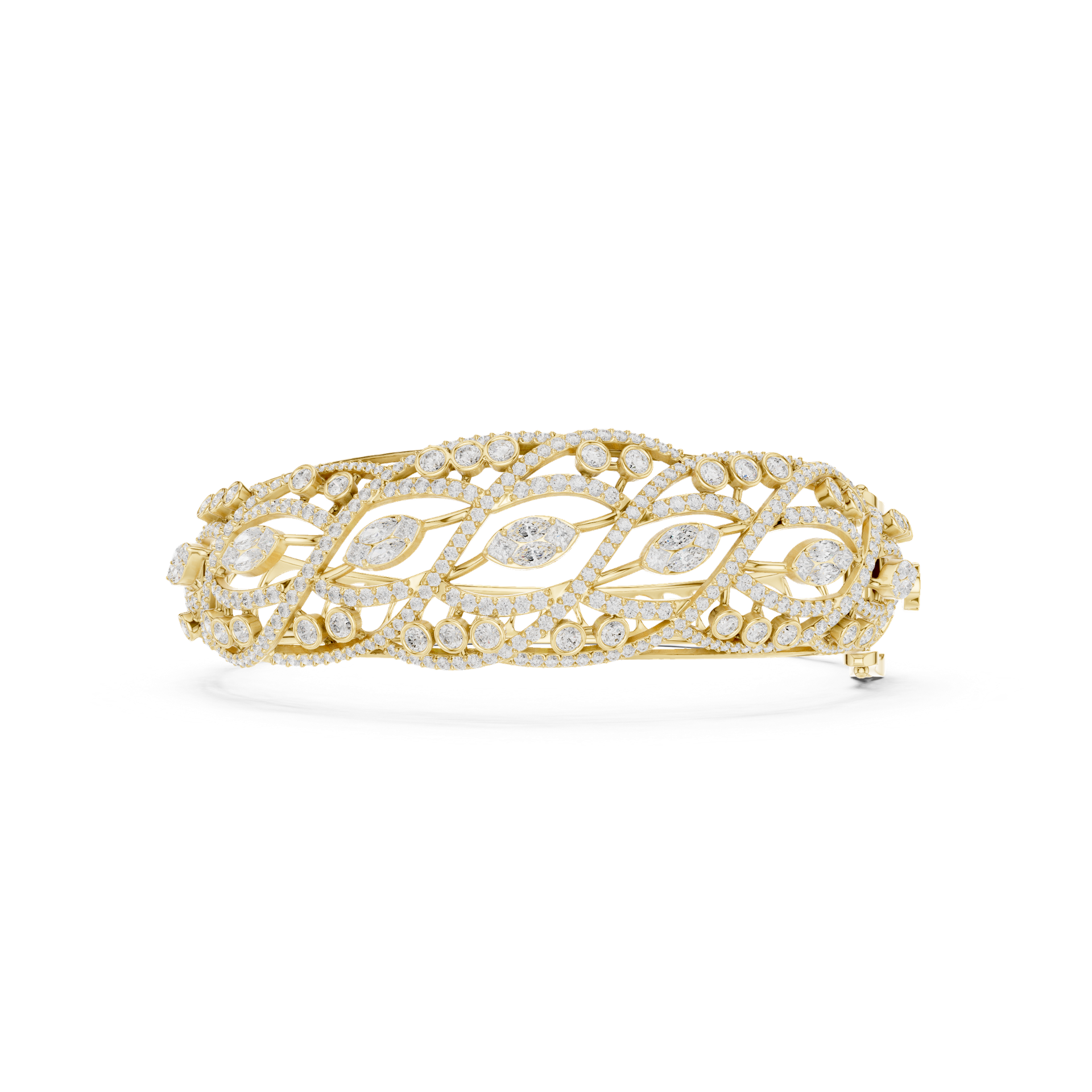 Diamond Marquise & Round Openwork Bracelet | Luxury Statement Diamond Bangle | Fine Jewelry | Gold, Platinum & Silver | THE DIAMOWN view 4