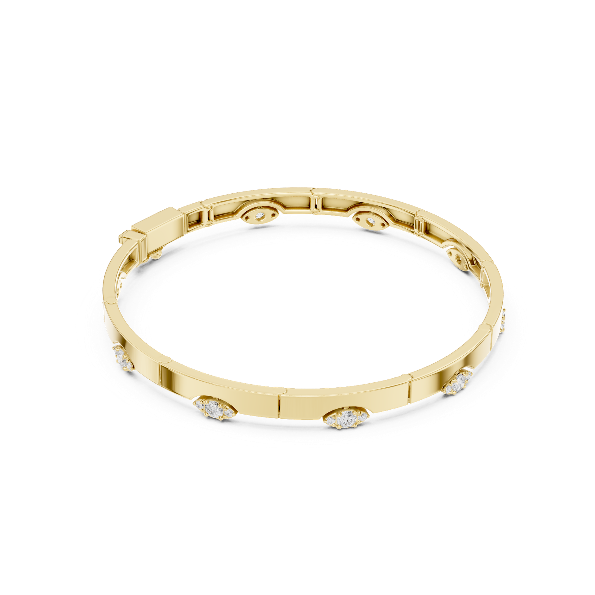 Round‑Cut Diamond Hinged Bangle | Elegant Gold Diamond Bracelet | Fine Luxury Jewelry | THE DIAMOWN