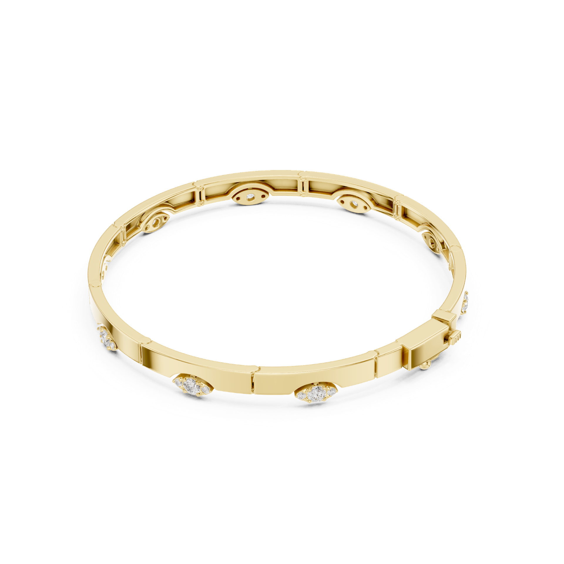 Round‑Cut Diamond Hinged Bangle | Elegant Gold Diamond Bracelet | Fine Luxury Jewelry | THE DIAMOWN view 4