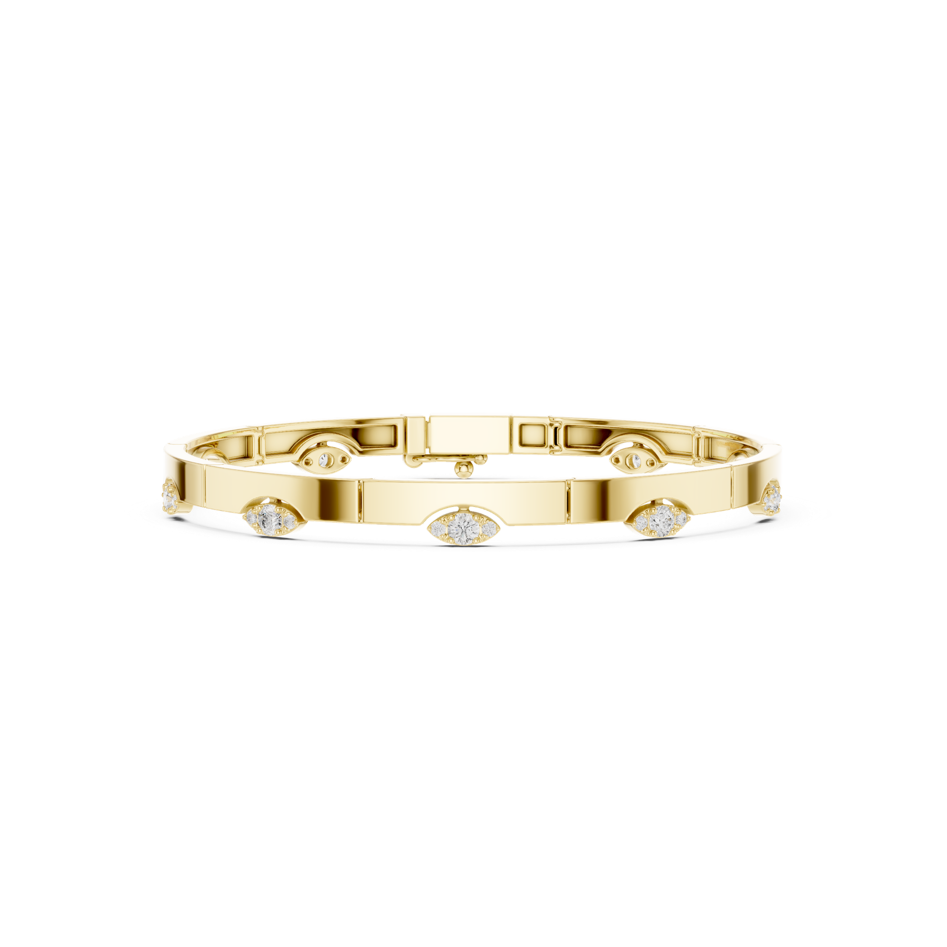 Round‑Cut Diamond Hinged Bangle | Elegant Gold Diamond Bracelet | Fine Luxury Jewelry | THE DIAMOWN view 3