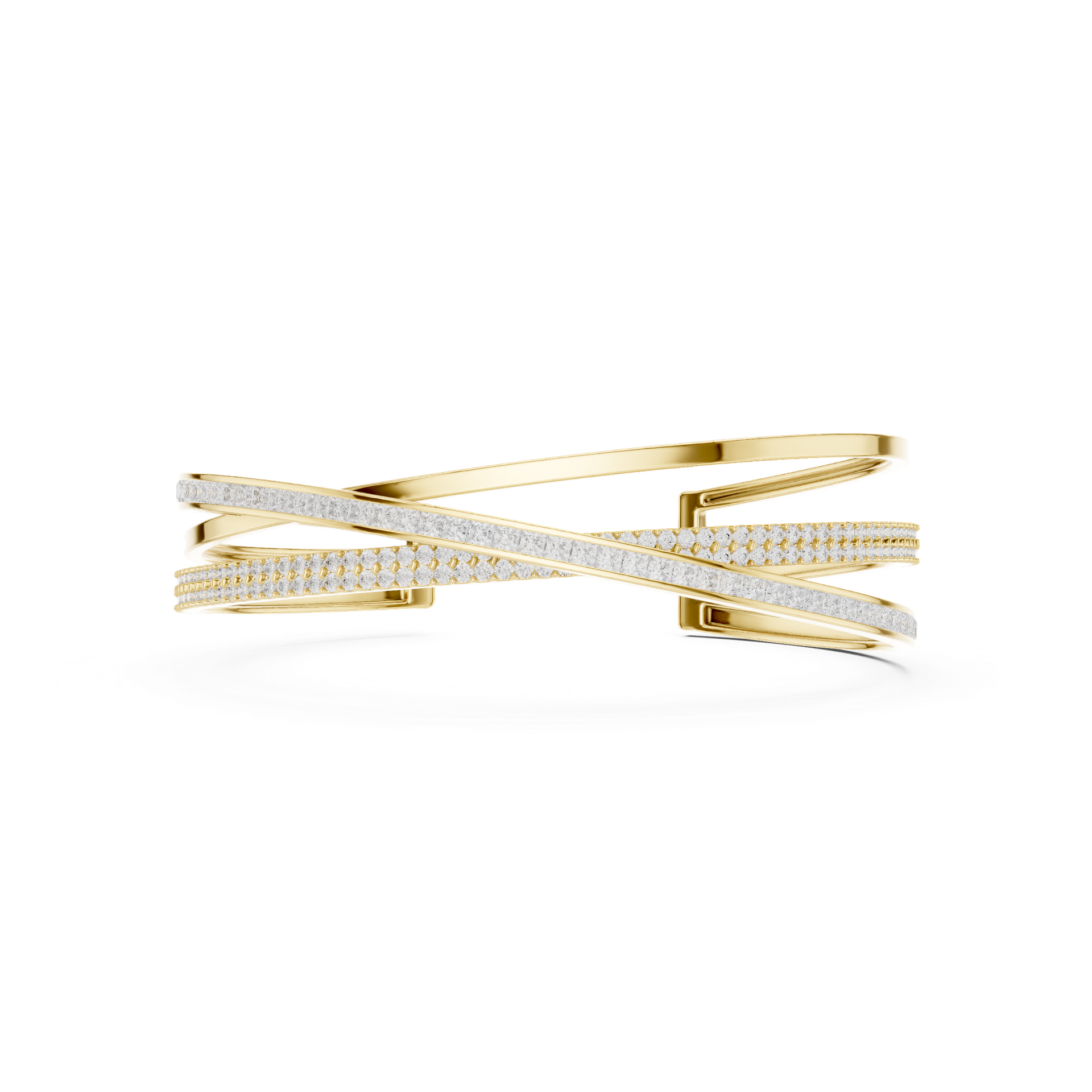 Diamond Dual‑Row Open Cuff Bracelet | Modern Layered Diamond Bangle | Fine Luxury Jewelry | Gold, Platinum & Silver | THE DIAMOWN view 4