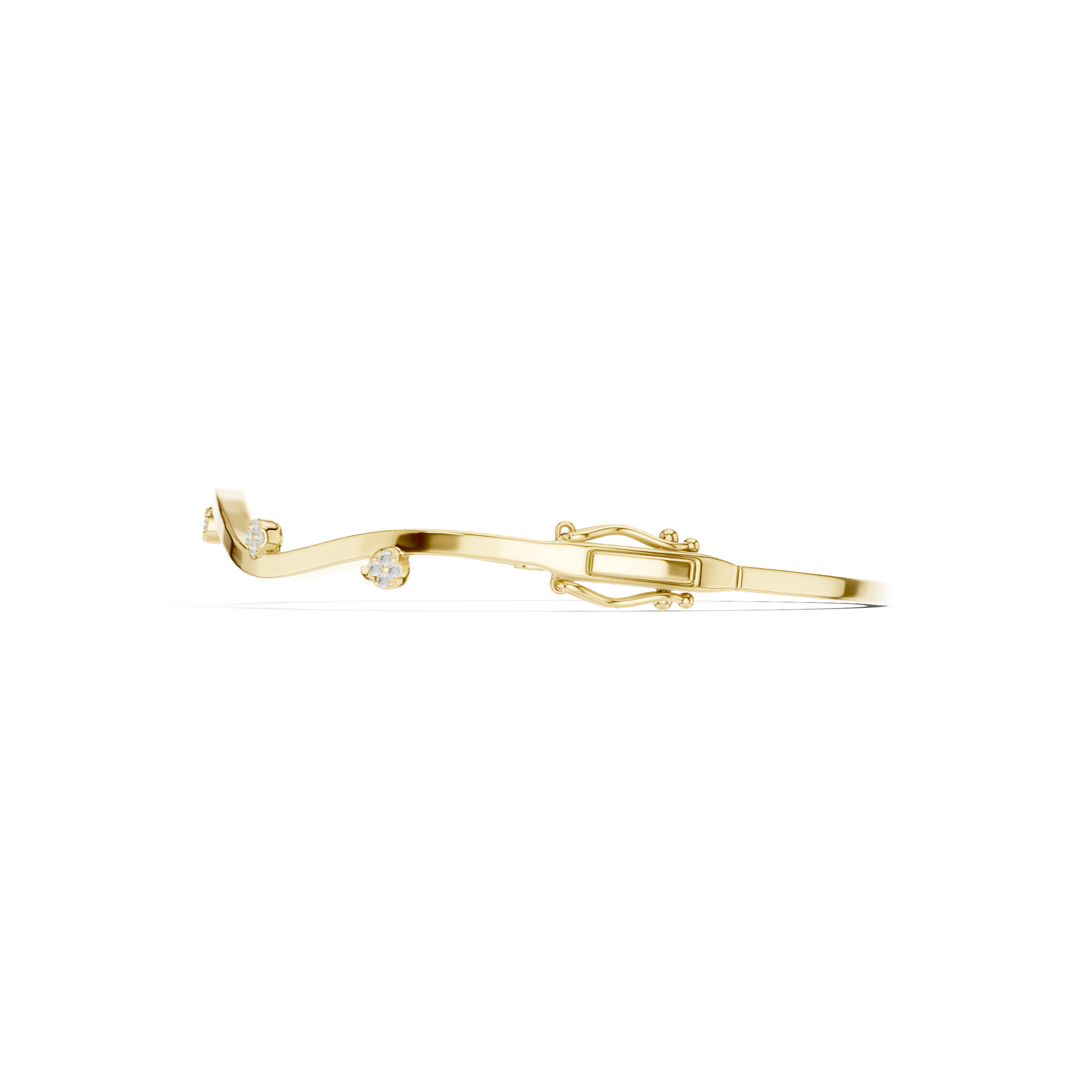 Diamond Wave Motif Bracelet | Modern Minimalist Diamond Bangle | Fine Gold Jewelry | THE DIAMOWN view 2