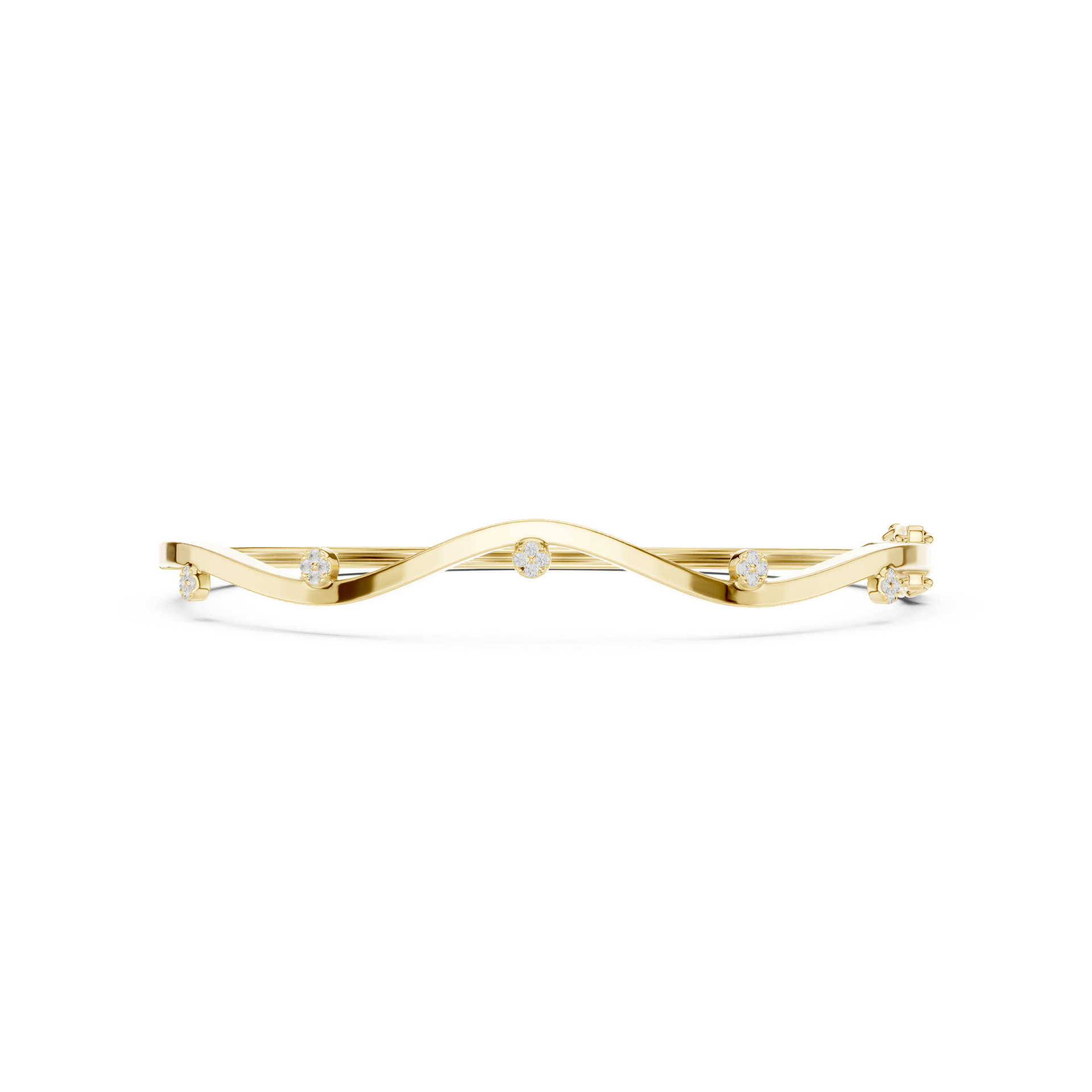 Diamond Wave Motif Bracelet | Modern Minimalist Diamond Bangle | Fine Gold Jewelry | THE DIAMOWN view 4