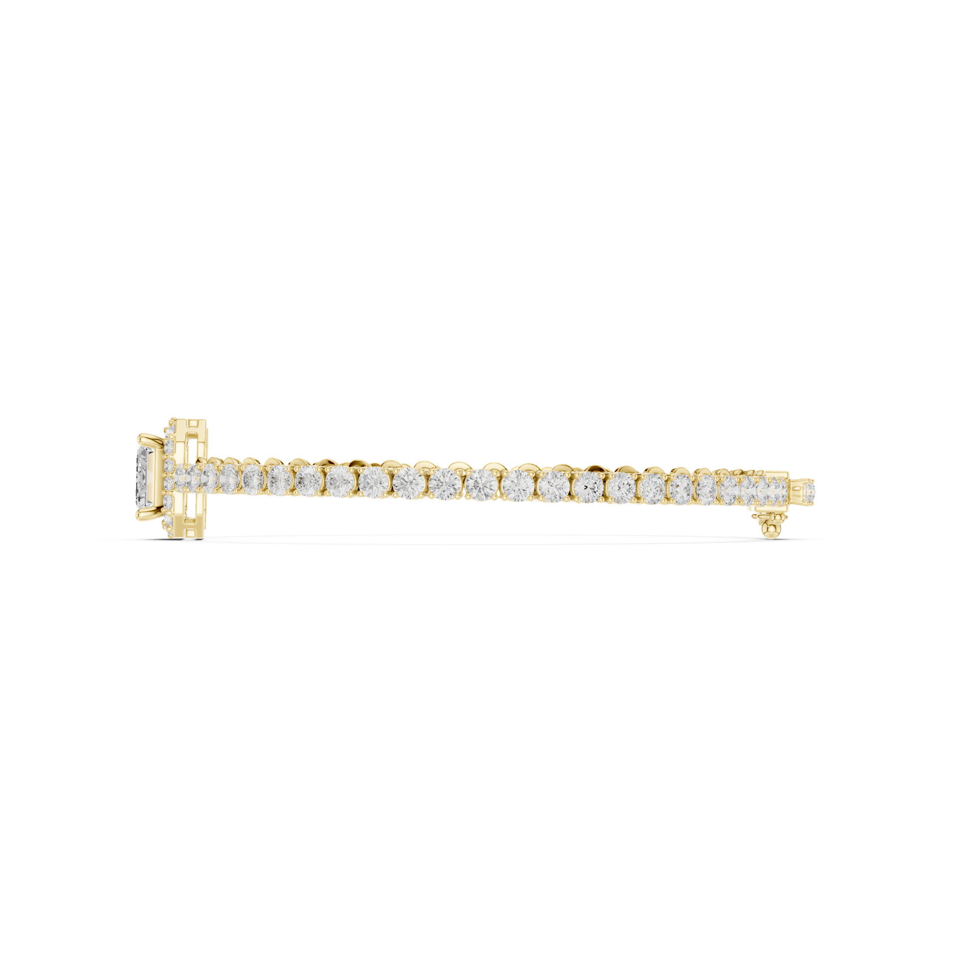Emerald‑Cut Diamond Halo Centerpiece Bracelet | Luxury Diamond Line Bangle | Fine Gold Jewelry | THE DIAMOWN view 4