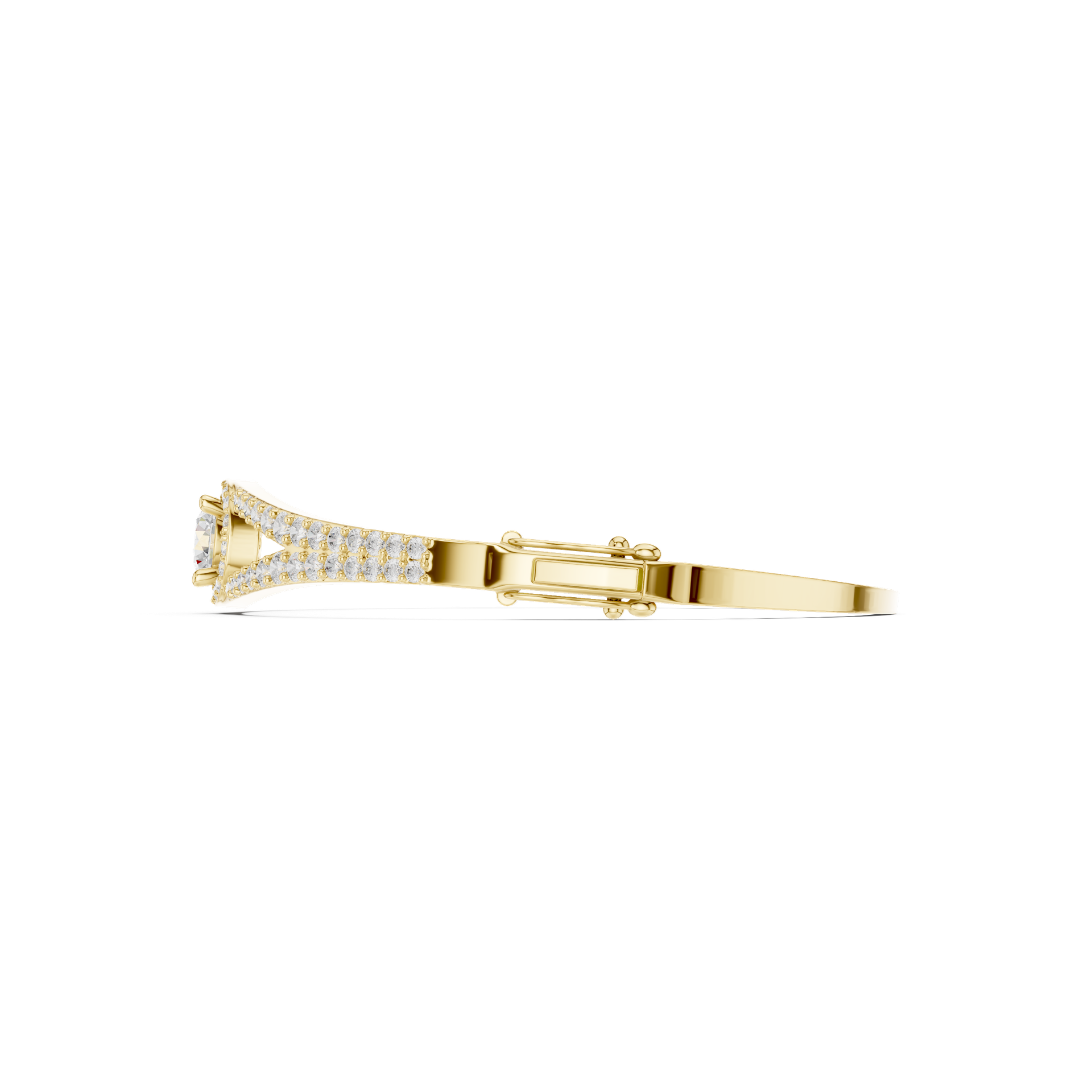 Round‑Cut Diamond Halo Centerpiece Bracelet | Elegant Split‑Band Diamond Bangle | Fine Gold Jewelry | THE DIAMOWN view 3