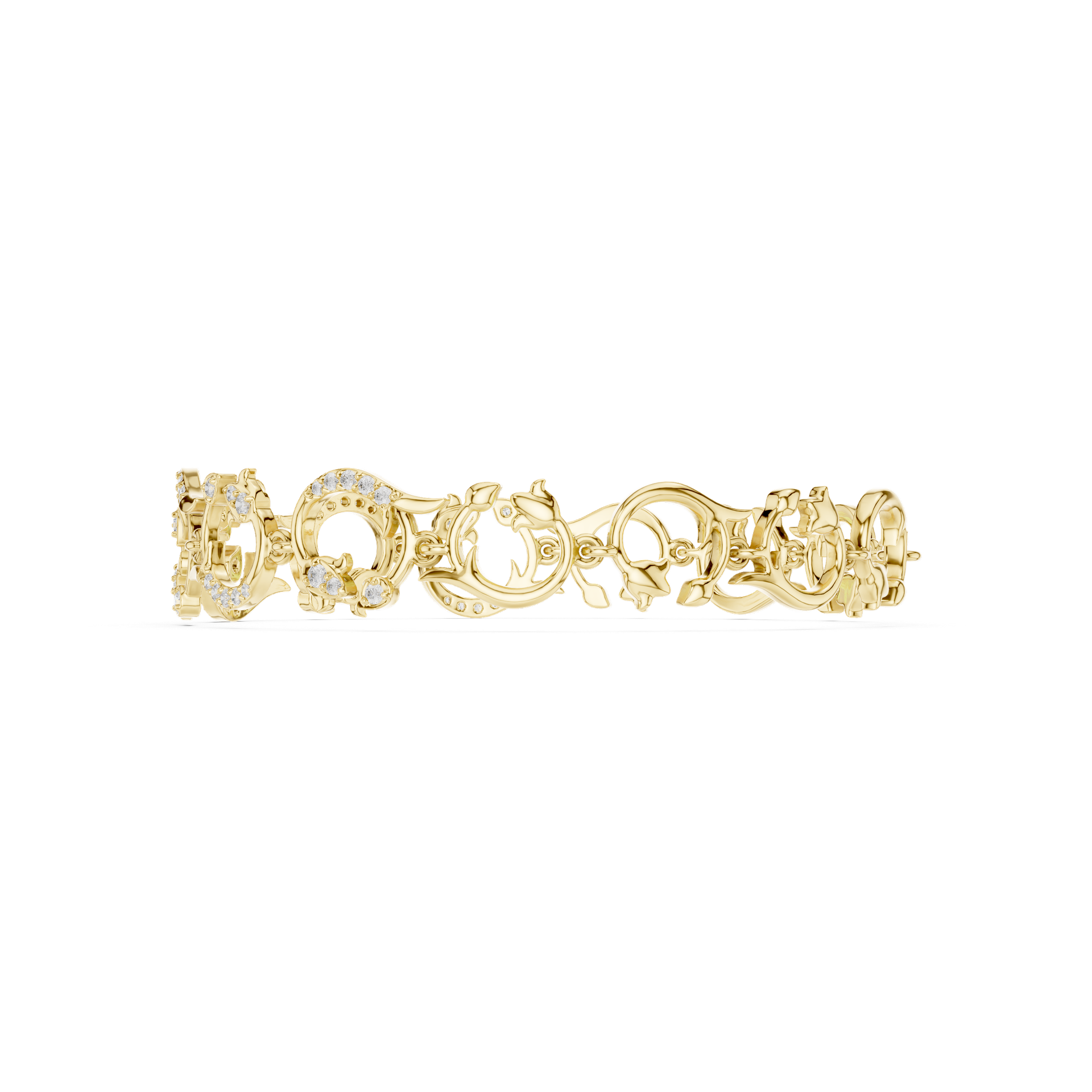 Ornate Diamond Link Bracelet | Intricate Designer Diamond Bangle | Fine Gold Jewelry | THE DIAMOWN view 4
