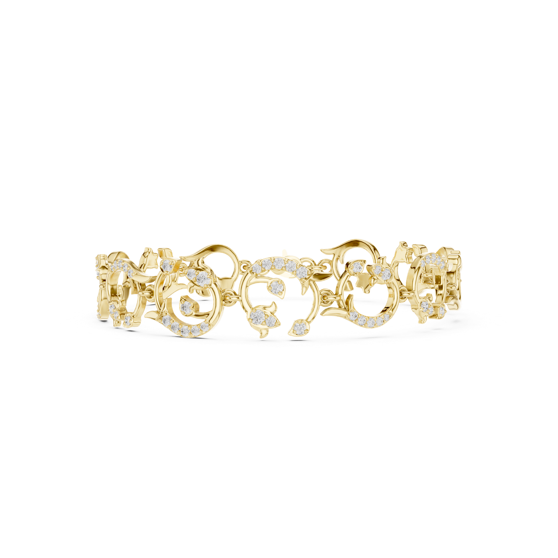 Ornate Diamond Link Bracelet | Intricate Designer Diamond Bangle | Fine Gold Jewelry | THE DIAMOWN view 3